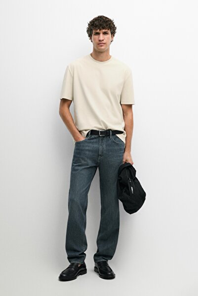 Massimo Dutti Kontrast Yaka Kısa Kollu T-Shirt