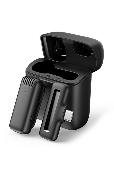 APEXEL ασύρματο μικρόφωνο APL-MIC007 με θήκη φόρτισης, USB-C, 2.4GHz, μαύρο