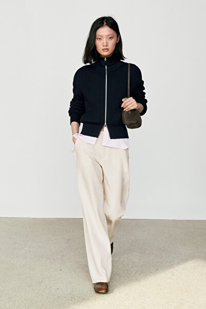 Massimo Dutti %100 Pamuklu, Yaka Detaylı Triko Hırka