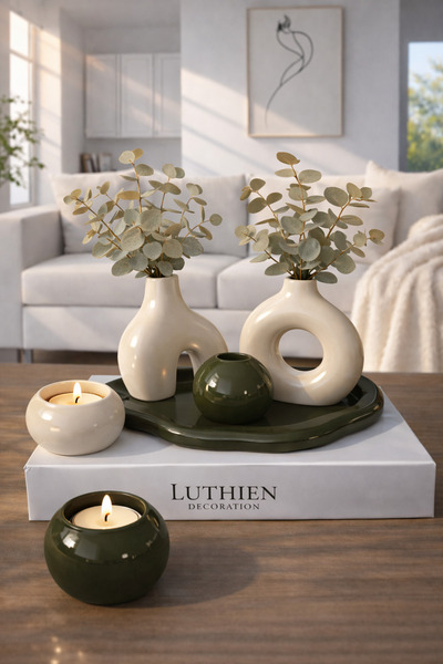 Luthien Set de vaze decorative minimaliste cu sfeșnice dolofane