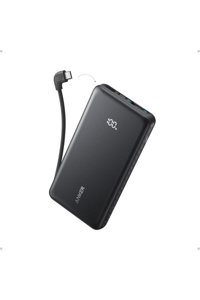 Anker Baterie externa Zolo 10.000 mAh, 22.5W, cu cablu USB-C inclus, Negru