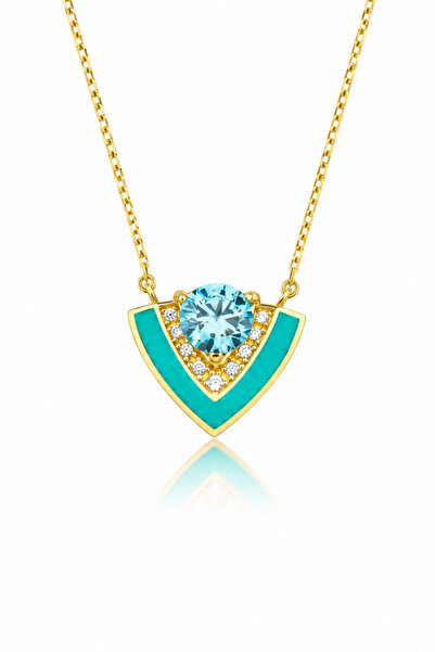 KAIROS JEWELRY 14 Ayar Altın Turkuaz Mineli Kolye