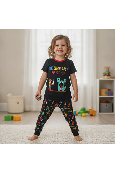 BONBON Children's Printed Black Color 2-Piece Set Cb1051