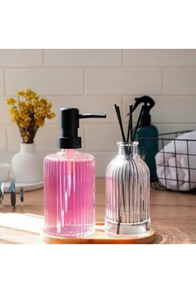 Yıldızan مجموعة موزع الصابون والمعطر من إم إس إيه - زجاجتان أنيقتان، قاعدة من...