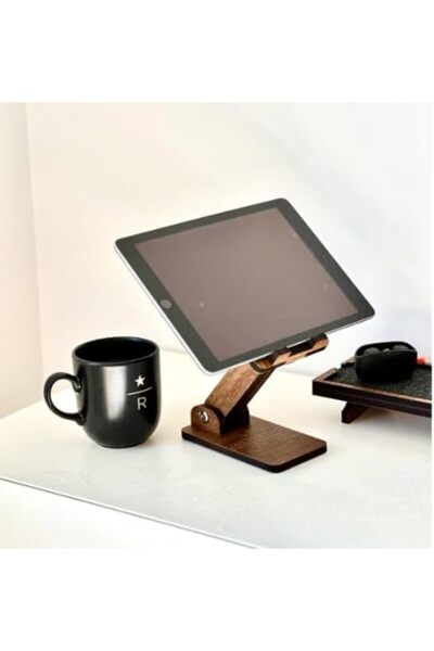 Yıldızan Ysf Shop Vigo Wood Adjustable Tilt and Height Phone Stand (Walnut) 1...
