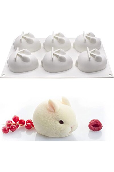 The Bros 6 Even Silicone Rabbit Bunny Mousse Cake Mold 3D Animal Modeling Can...