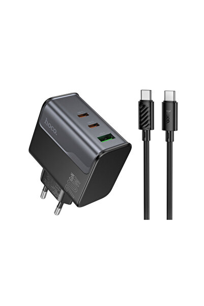 Hoco Φορτιστής GaN με θύρα USB-A και 2 θύρες USB-C και καλώδιο USB-C σε USB-C...