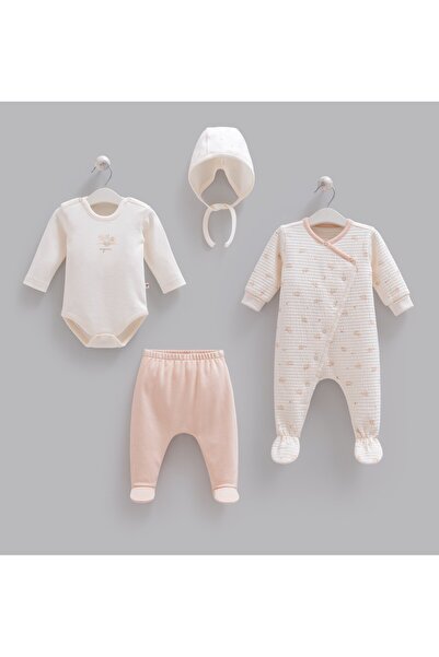 Caramell 100% Cotton 4-Piece Organic Set with Overalls for Girls