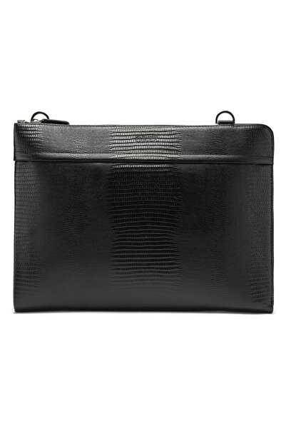 Orez Madrid Unisex Genuine Leather Crocodile-Embossed Flat Shoulder Bag with ...
