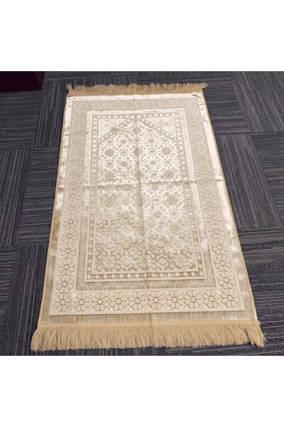 mybedesten Luxurious Embossed Mihrap Patterned Velvet Prayer Rug