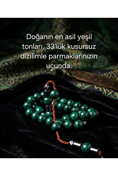 güleçdoğaltaş 8 mm Malachite Stone 33-Piece Natural Stone Prayer Beads - Güle...