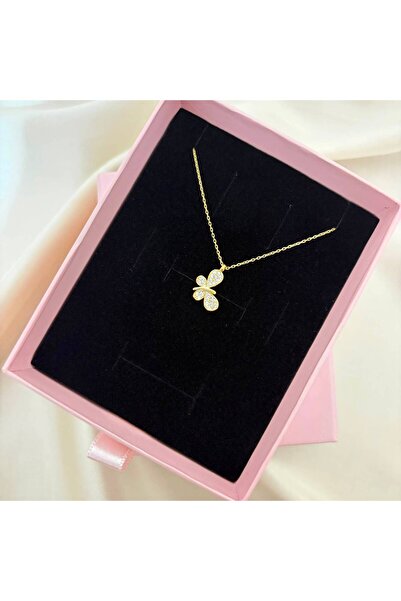 Lovera Jewellery 925 Ayar Gümüş Sertifikalı 14K Gold Renk Minimal Yusufçuk Kolye