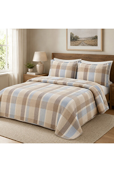 Generic Bedspread Set Checker Pattern Bedspread Set Without Filling 100% Cotton