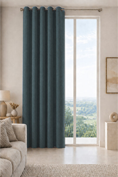 Premier Home Vera Blackout Water Green Background Curtain 200X260 1X2 Pleated