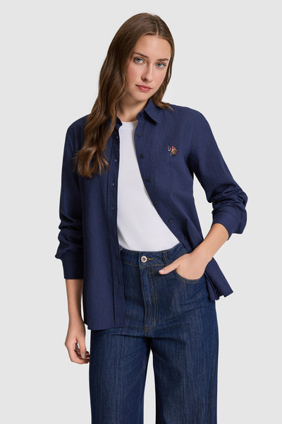 U.S. Polo Assn. Women's Navy Blue Long Sleeve Basic Shirt 50320204-Vr033