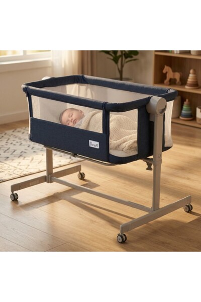 Moni Pătuț Co-Sleeping Pengy, 5 Înălțimi, Anti-Reflux, Plasă 4 Laturi, Saltea...