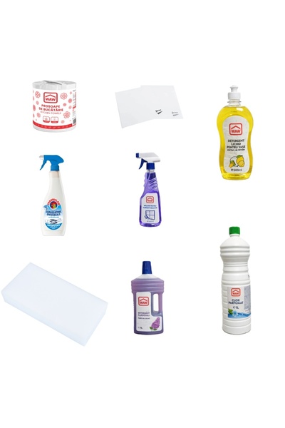 OEM WAW package, 8 cleaning items for kitchen, bathroom and multiple surfaces