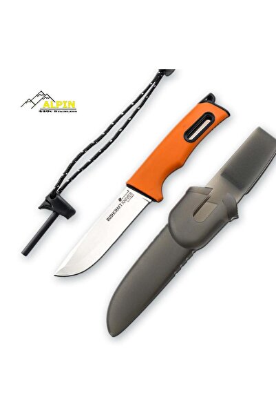 ALPINPRO Μαχαίρι Ελαφρύ Buschcraft ΤrailΒorn 4+ Σπινθηριστής Alpin Orange