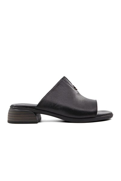 Castle Black 45265 Genuine Leather Black Women's Slippers