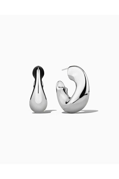 OYRE Silver Color Thick Crescent Hoop Earrings