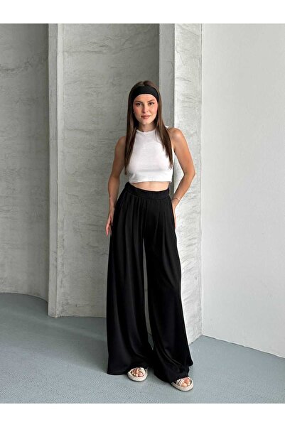 Biber Collection Kadın Modal Kumaş Pileli Şalvar Pantolon