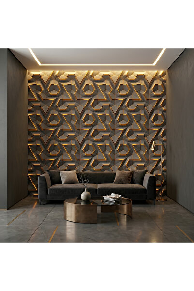 da dekoartizan Premium 3D Geometrik Altıgen Desenli Işıltılı Duvar Kağıdı
