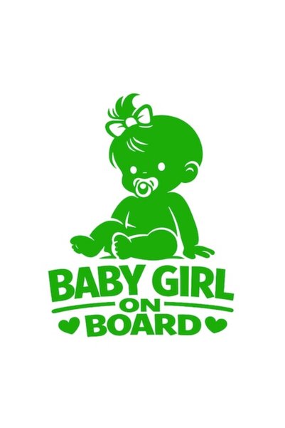 OEM Autocolant decorativ auto  "Fetiță la bord ", model 2, 10cm, Verde