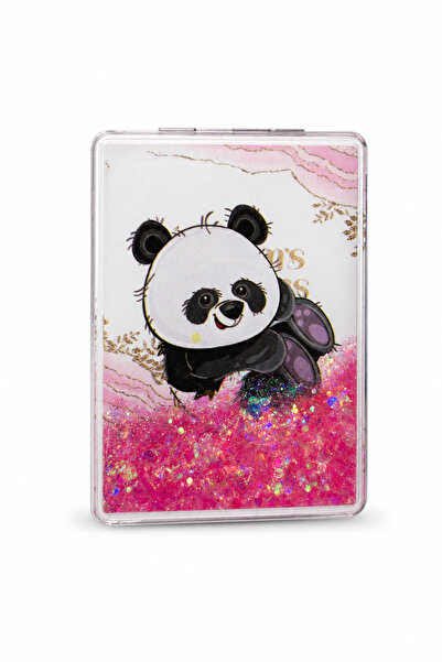 Jack Ferrero Sevimli Panda Tasarımlı Pembe Simli Cep Aynası - Şık ve Pratik M...