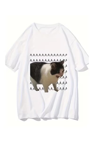 ZİYMO Unisex Cat Printed Oversized T-Shirt
