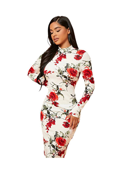 Woman's Fashion Λευκό μίντι βραδινό φόρεμα