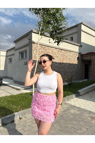 MahraWear Çiçek Kabartmalı Etek