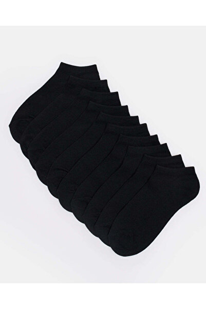 REDTAG مجموعة جوارب نسائية سوداء للكاحل (عبوة من 10 قطع)