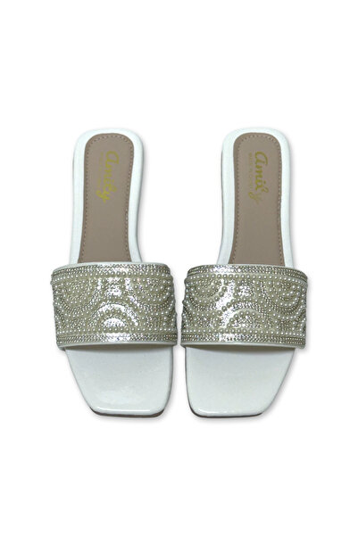 Saudi Step Fashion Square Toe Rhinestone Work Slides for Women, Ergonomic Cus...