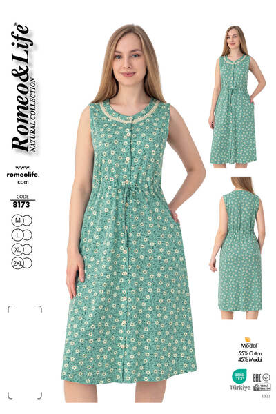 ROMEO LİFE Women's Large Size Cotton Modal Fabric Short Dress 8173