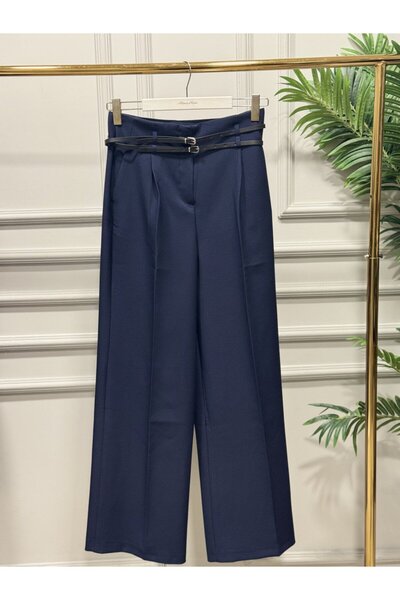 ALANURMODA 3663 High Waist Trousers Navy Blue