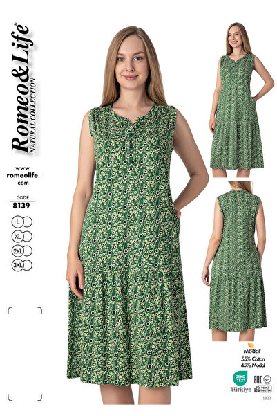 ROMEO LİFE Women's Cotton Modal Fabric Short Dress 8139