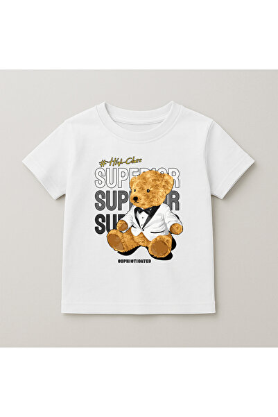 SVART WEAR Παιδικό και εφηβικό μπλουζάκι με στάμπα αρκουδάκι, βαμβακερό, με κ...