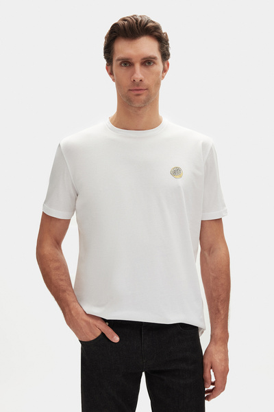 Damat Regular Fit Ekru %100 Pamuk Merserize T-Shirt