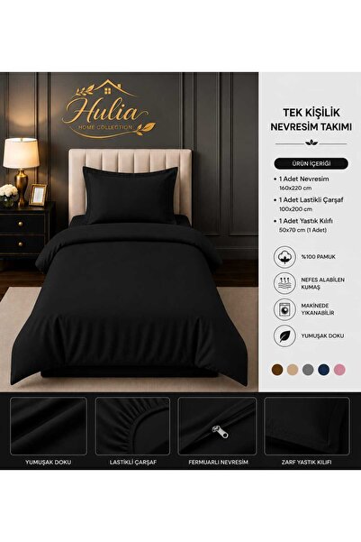 hulia home Elastic Sheet Duvet Cover Set Single Size Cotton Soft Textured Com...