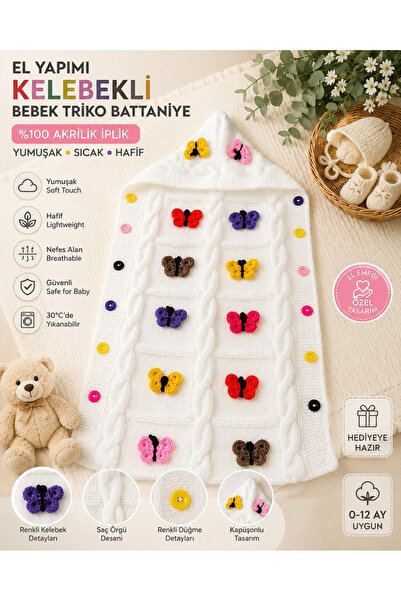Daisy El Yapımı ,El Örgüsü Bebek Kundak, Kapüşonlu Bebek Battaniyesi, Yenidoğ...