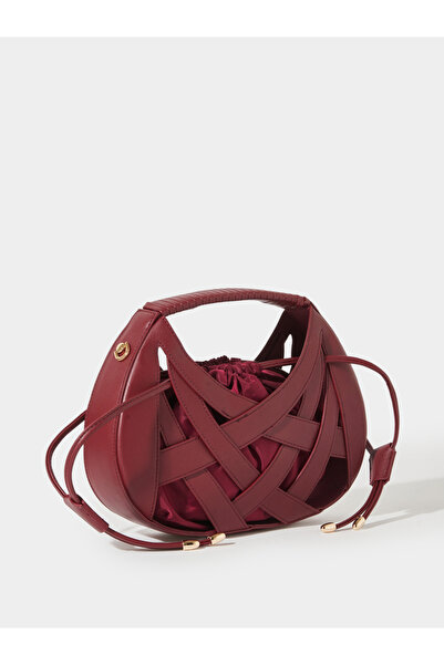 Styli Burgundy Weave Hollow Handbag