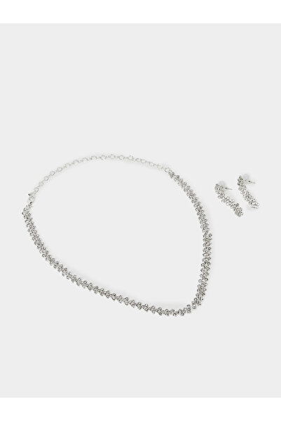 Styli Embellished Tennis Necklace and Earrings Set