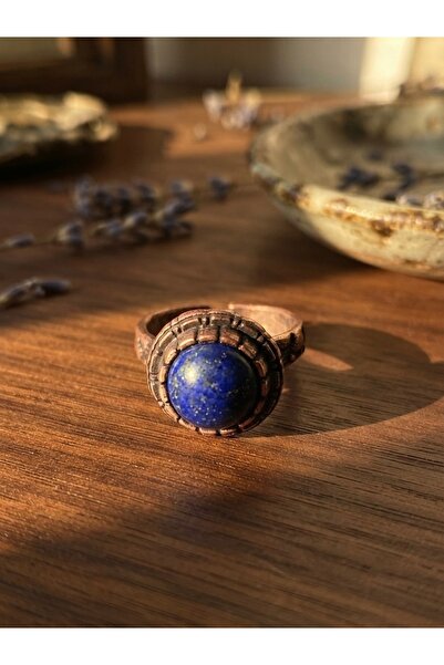 Meneva Aksesuar Lapis Lazuli Handcrafted Copper Framed Lapis Lazuli Stone Adj...
