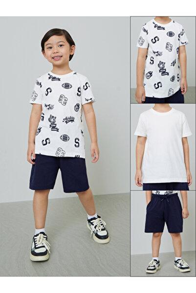 Styli Kids Pack of 2 Printed T-Shirt and 1 Shorts Set