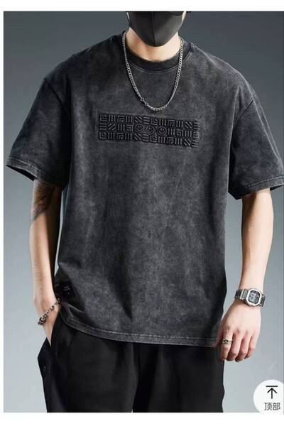 JANTIL MODA Retro Washed Cotton Unisex Oversize T-Shirt 🌑