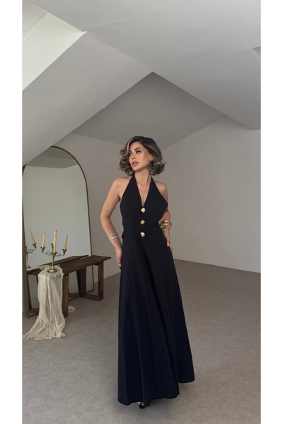 Nesil Sole Halter Yaka Maxi Elbise