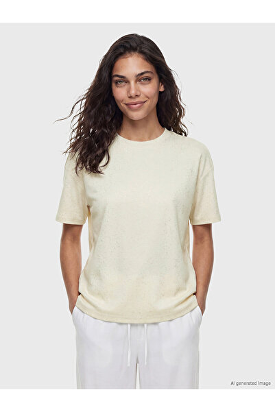 LC Waikiki Lcw Modest Beige Shiny Look Soft Touch Women's T-Shirt