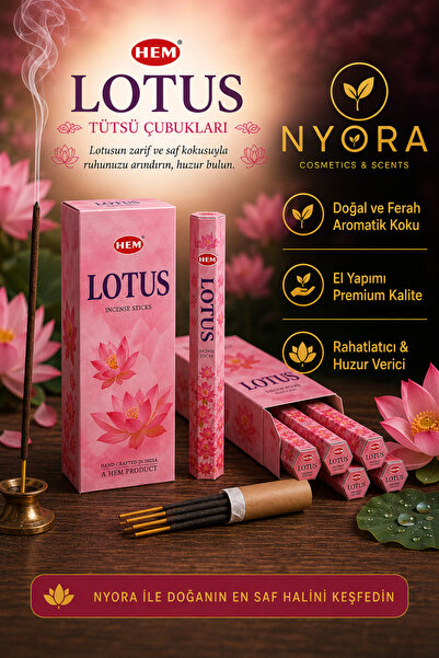 Hem Marka Lotus Çubuk Tütsü 120 Adet 6 Paket ve Ahşap Tütsü Kayığı