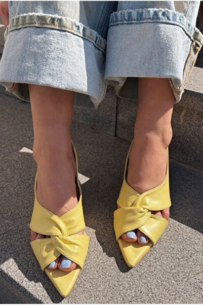 I Love Shoes Viona Yellow Matte Leather Women's Heeled Sandals