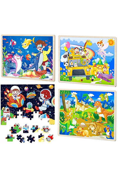 Trifox Puzzle din lemn MIX, modele clasice, selectie aleatorie, pentru copii ...